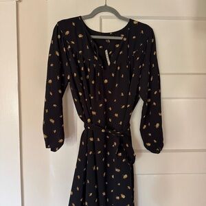Madewell French Daisy Dress Black Long Sleeve